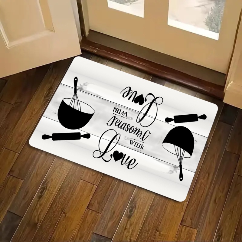 Kitchen Living Baking Mats - Tapete de Entrada Antiderrapante com Citação