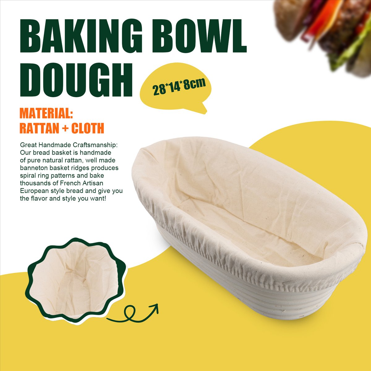 Proofing Basket Banneton - Conjunto de Cestas de Fermentação BHBL