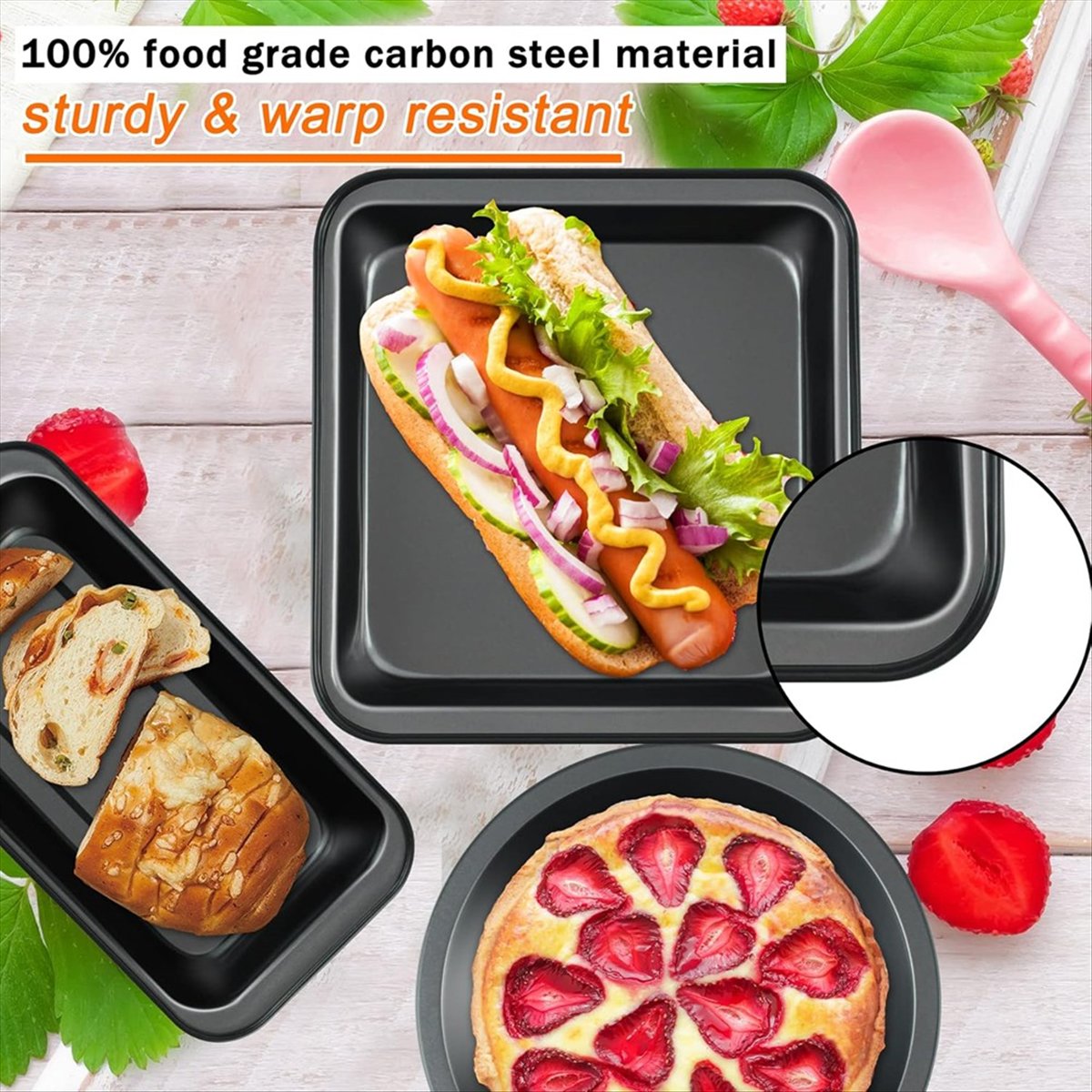 Kitchen Baking Pan Set - Conjunto de Assadeiras Antiaderentes M10K de